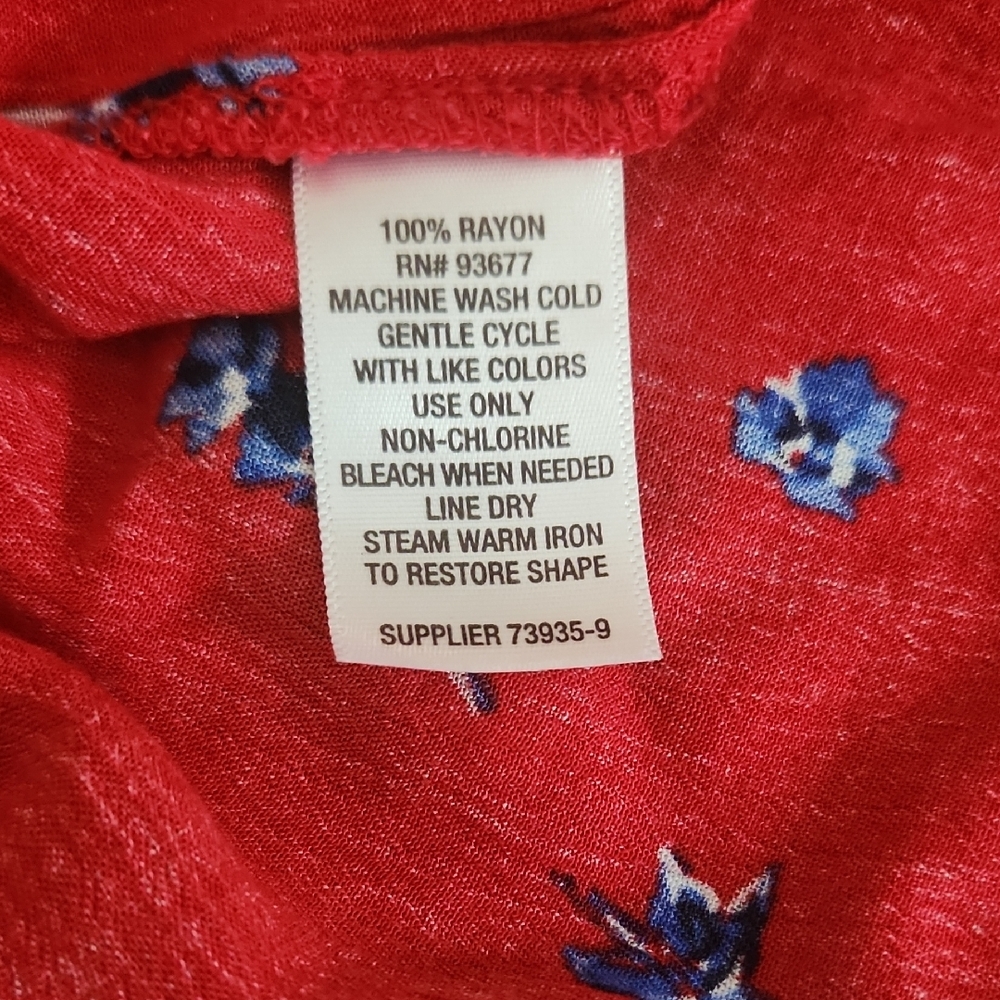 Liz Claiborne Red and Blue Floral Blouse Womens Med - Picture 4 of 6